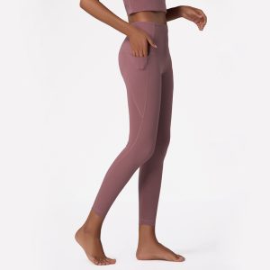 Leggings, Leggings mit Taschen, Leggings aus glattem Stoff, Yoga-Leggings, Fitness-Leggings