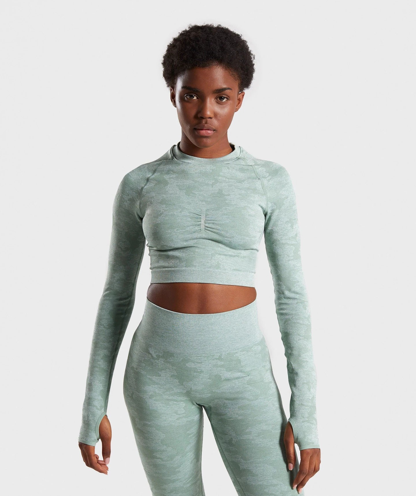 Nahtloses Yoga-Top für Damen mit langen Ärmeln – Camouflage – Bild 3