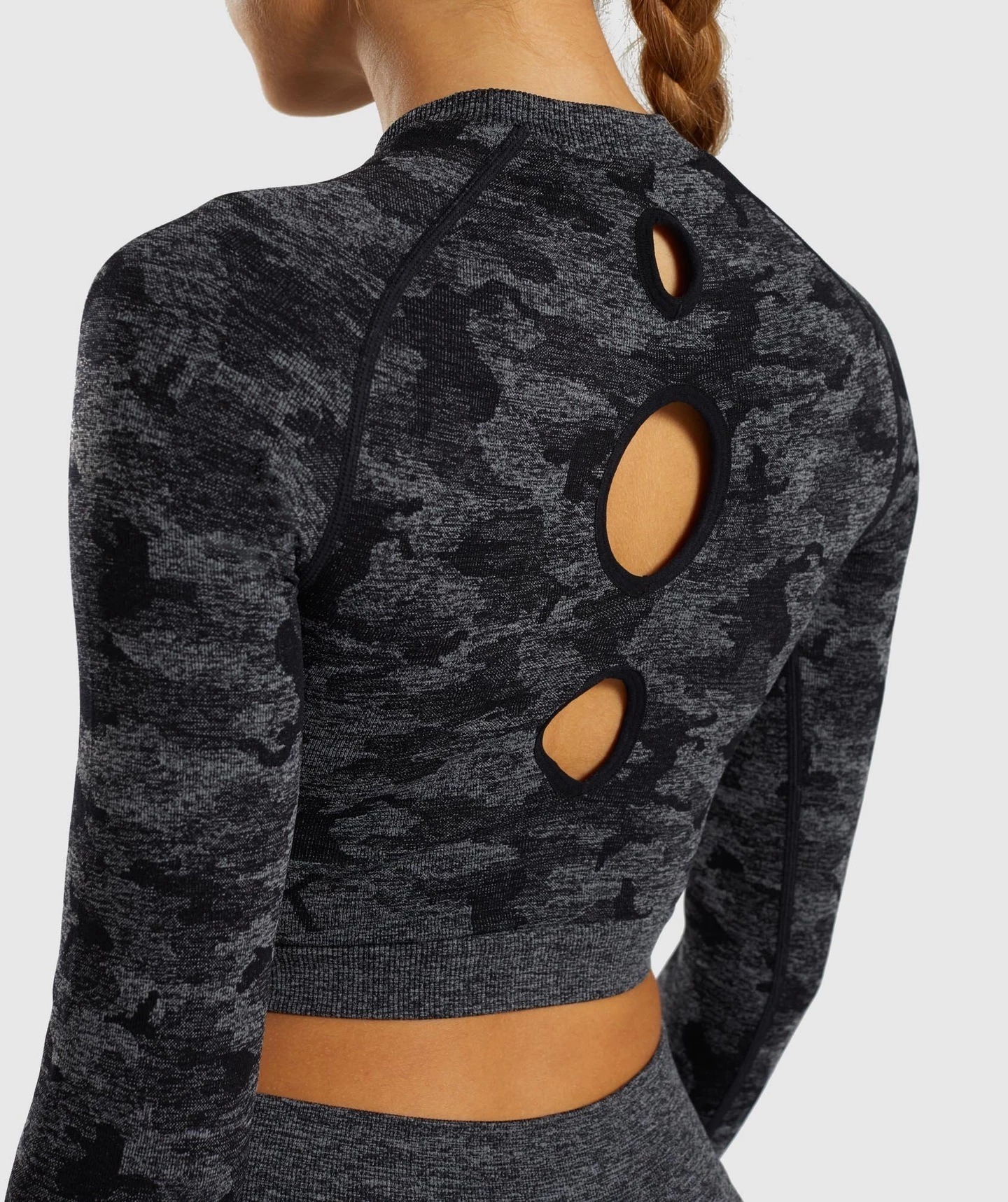 Nahtloses Yoga-Top für Damen mit langen Ärmeln – Camouflage – Bild 2