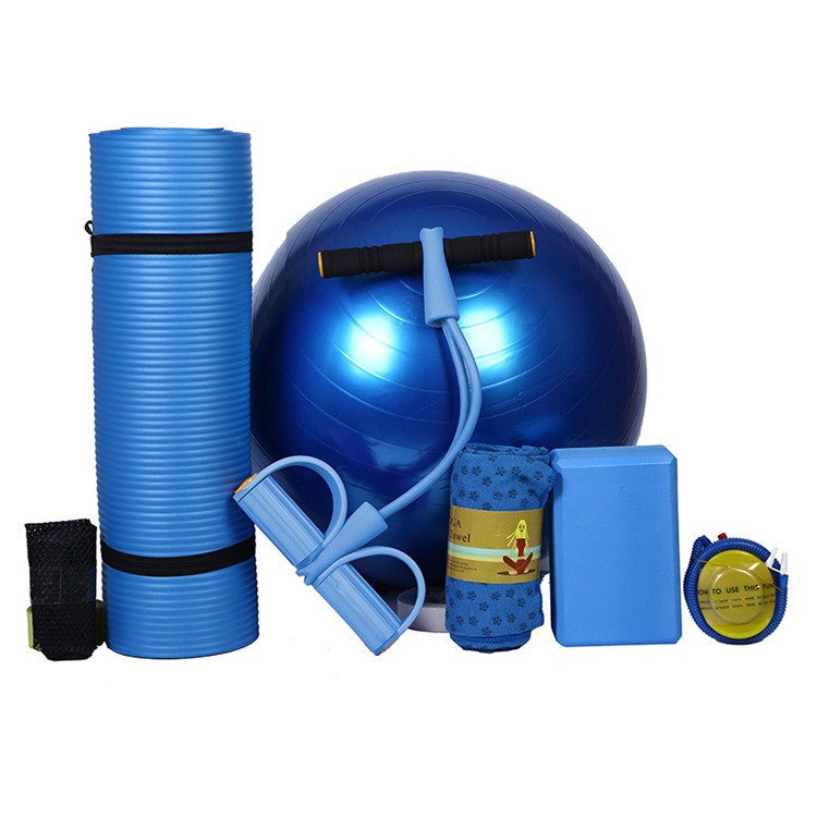 Yogamatten-Set 5-teilig – Yogamatte, Gymnastikball, Blöcke & Zubehör