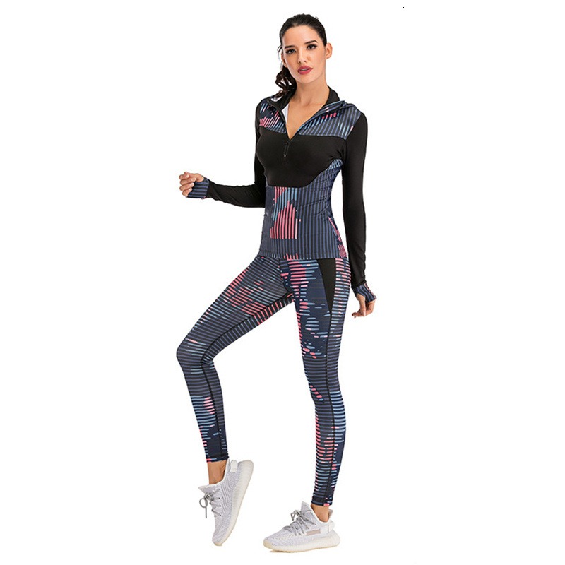 Bedrucktes Yoga-Top für Damen mit langen Ärmeln – Bild 2