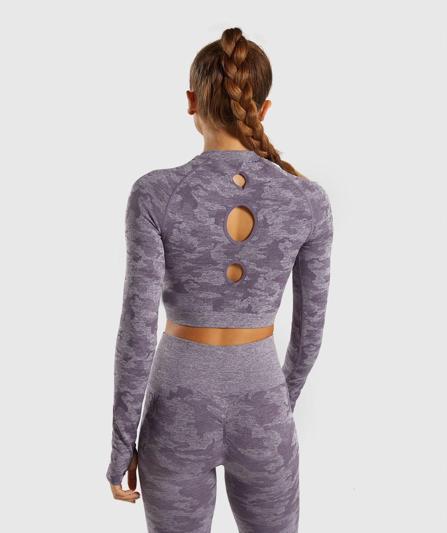 Nahtloses Yoga-Top für Damen mit langen Ärmeln – Camouflage – Bild 4