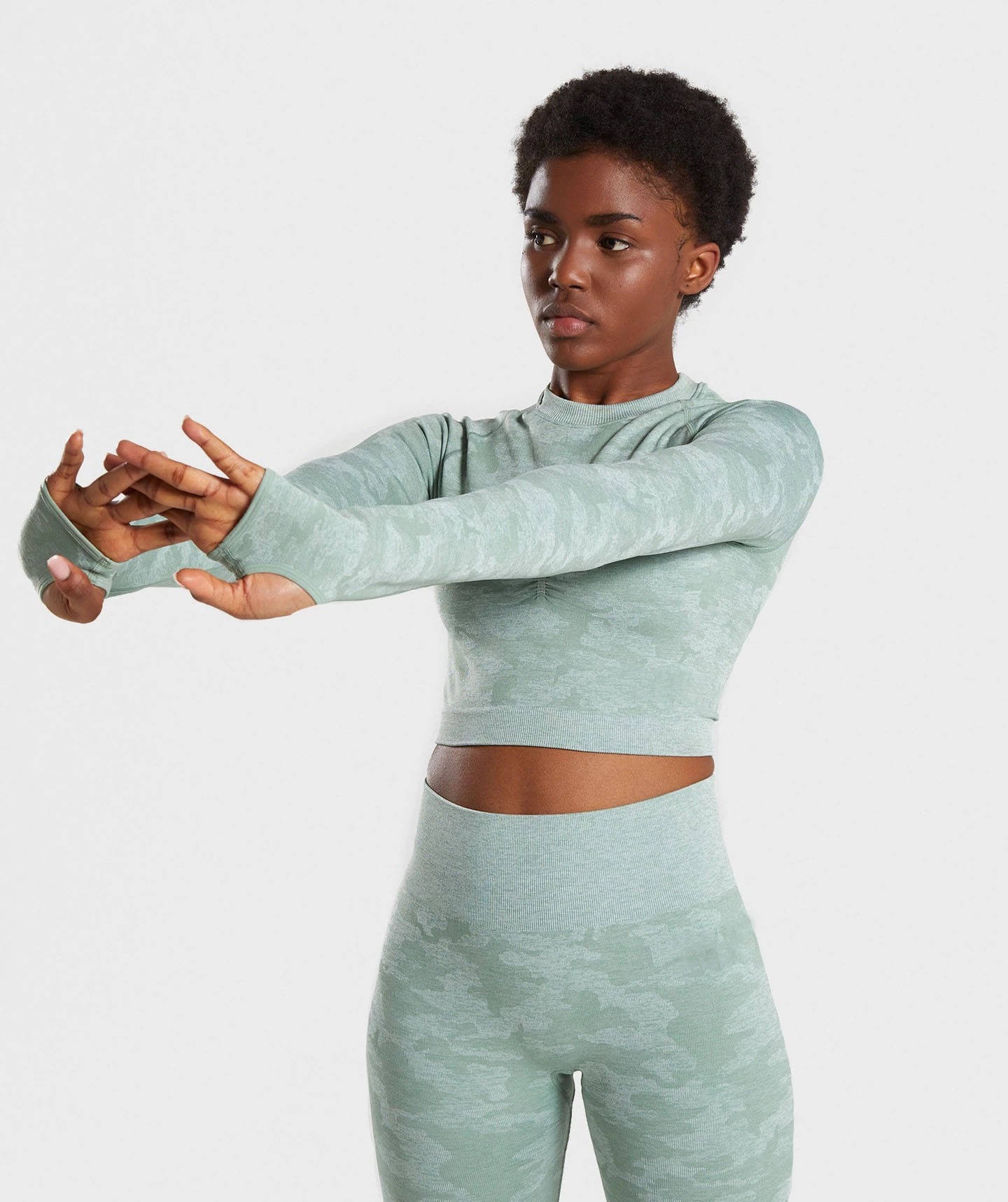 Nahtloses Yoga-Top für Damen mit langen Ärmeln – Camouflage – Bild 5