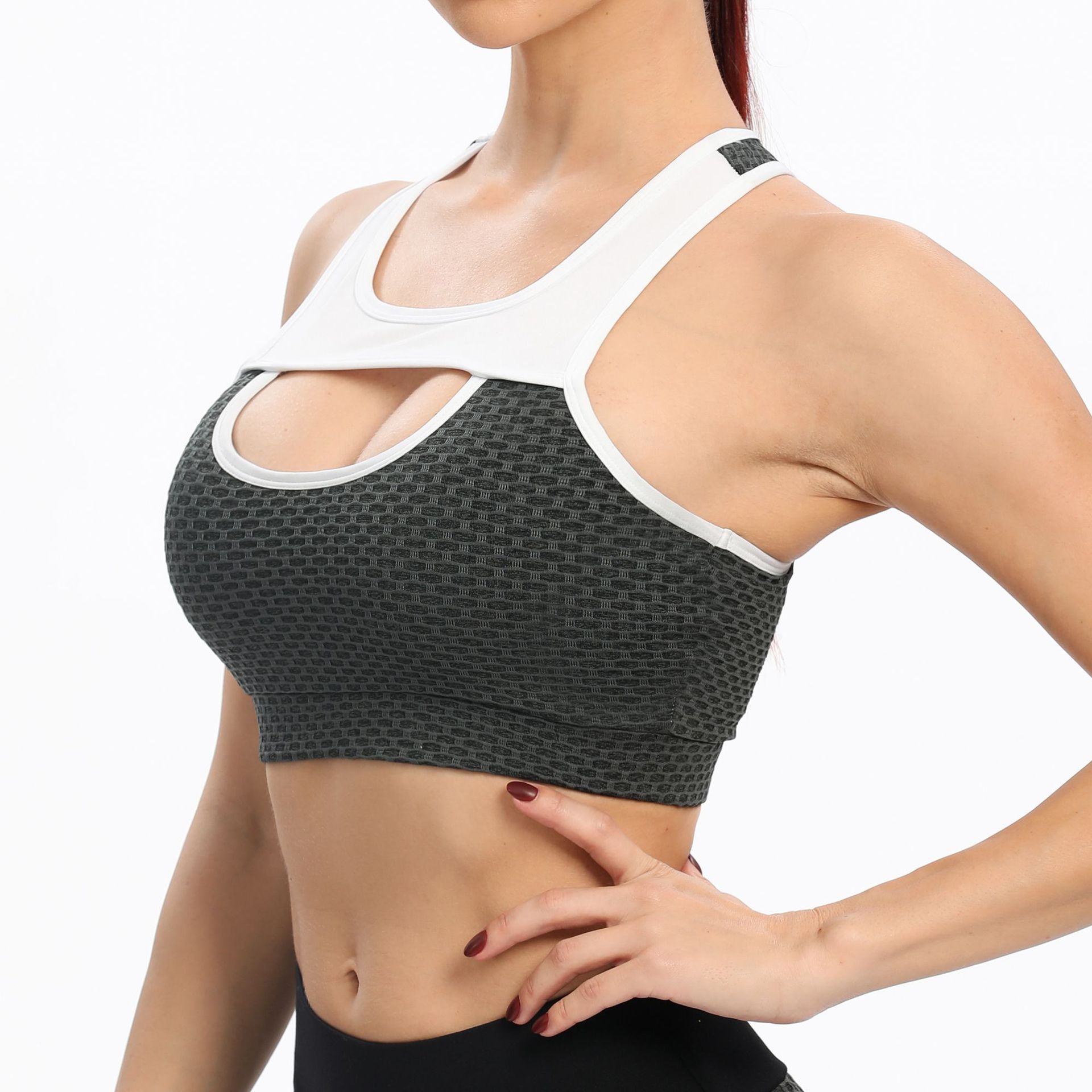 Yoga-Tanktop für Damen mit Honeycomb-Struktur – ärmellos – Bild 3