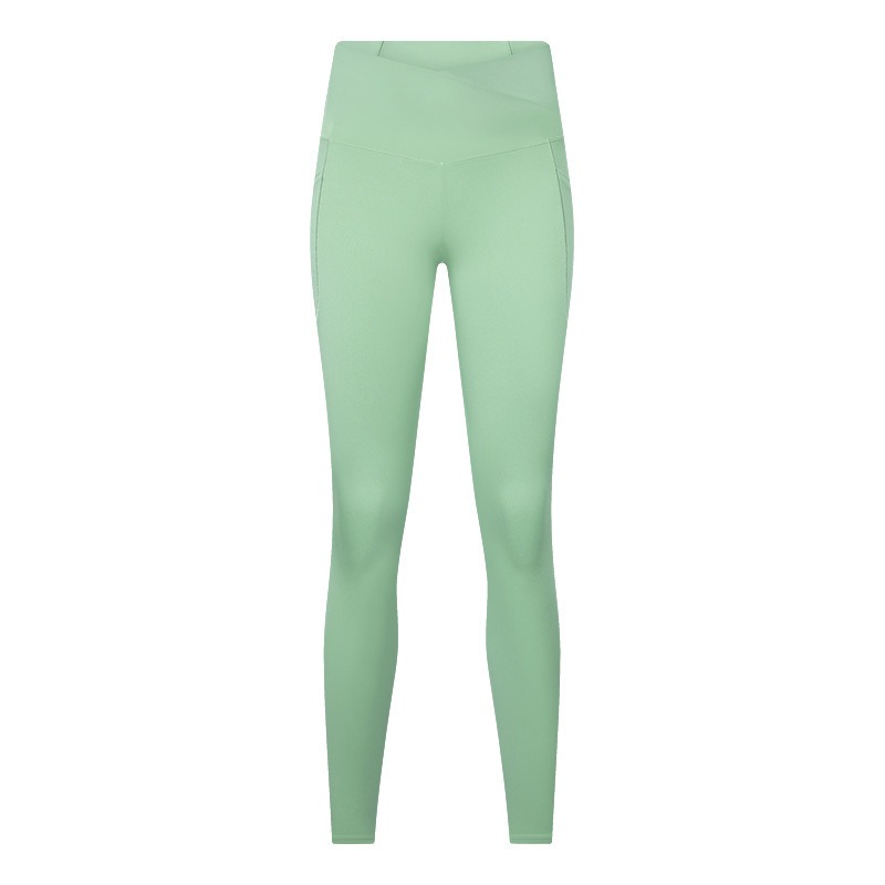 Yoga-Leggings Damen mit Crossover-Bund – High-Waist Leggings mit gekreuztem Taillenbund – Bild 2