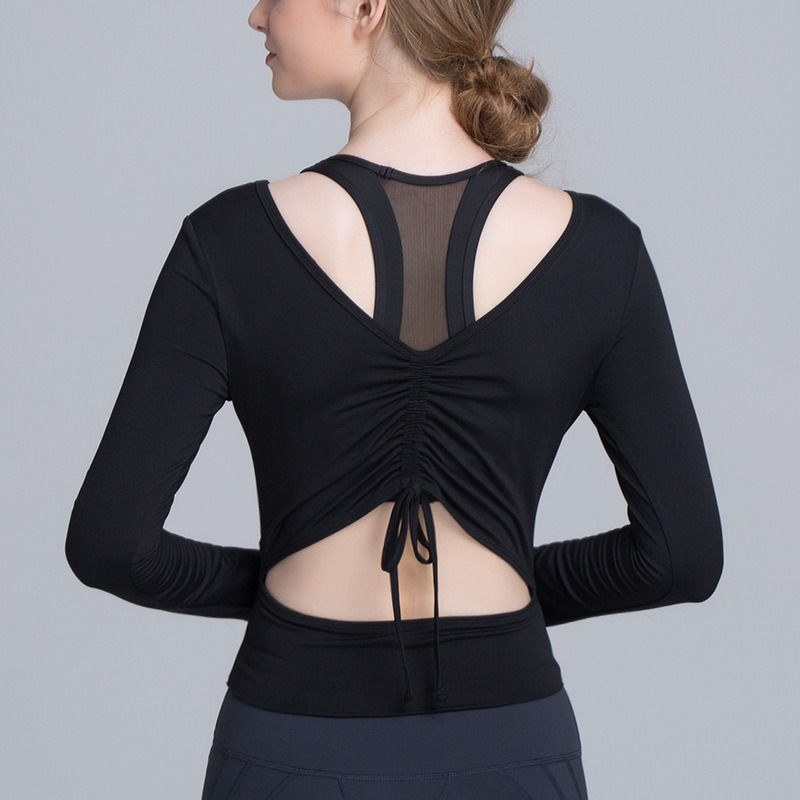 Yoga-Langarmshirt für Damen – figurbetont, mit Rücken-Design – Bild 3