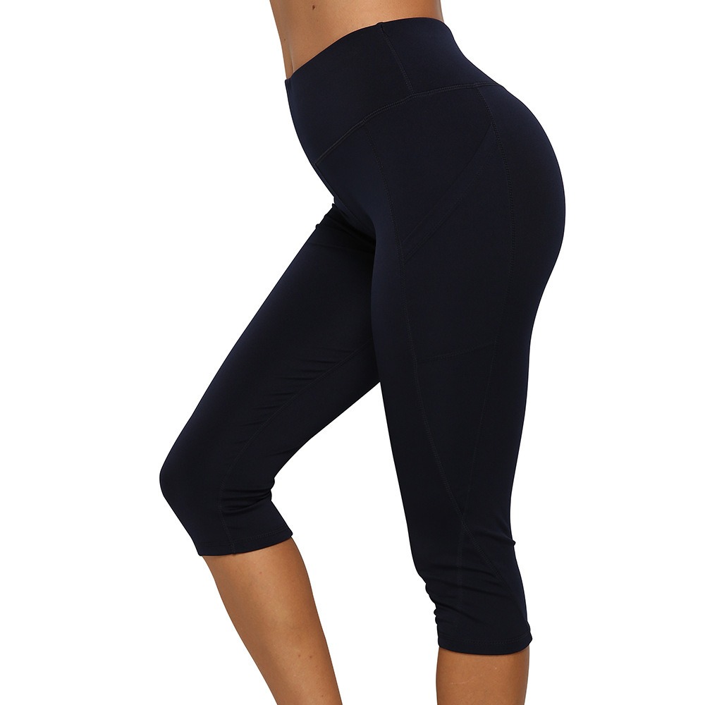 Yoga-Leggings Damen mit Blumen-Print – High-Waist Leggings mit Taschen – Bild 2