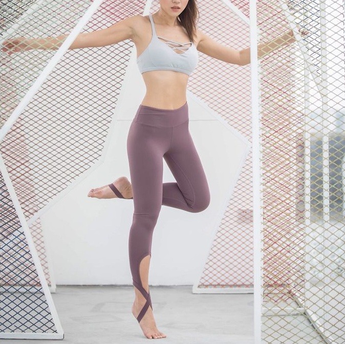 Yoga-Leggings Damen Cross-Strap – mit Bändern am Knöchel – Bild 2
