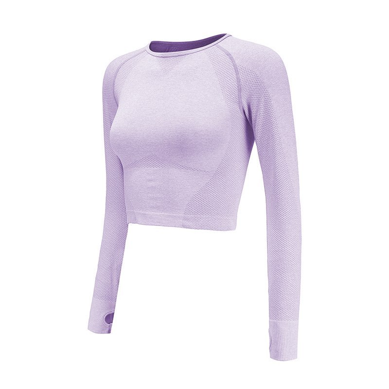 Crop-Top Damen langarm nahtlos - Sport-Top mit Daumenloch – Bild 10
