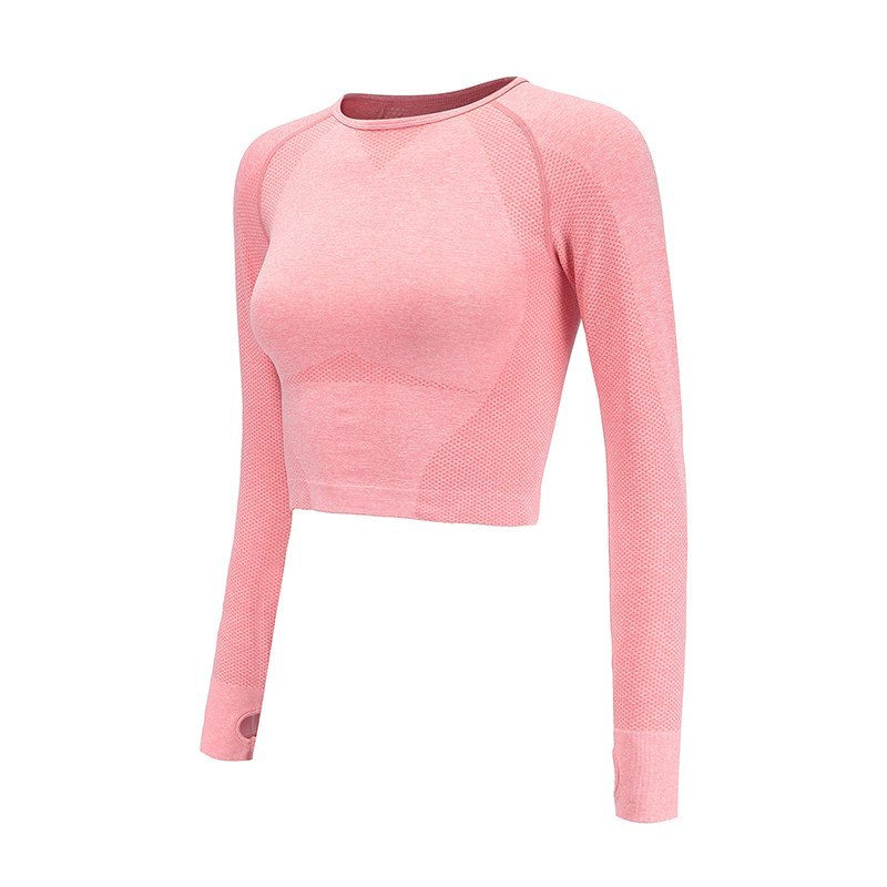 Crop-Top Damen langarm nahtlos - Sport-Top mit Daumenloch – Bild 8