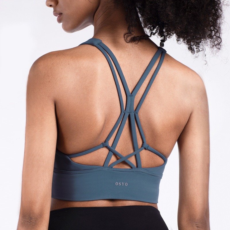 Sport-BH Damen mit Stehkragen – High-Neck Yoga-BH mit schönem Rücken – Bild 3