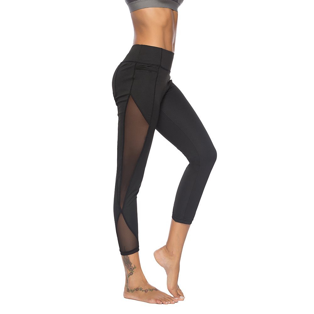 Yoga-Leggings Damen High Waist 7/8 - Leggings mit seitlichen Mesh-Einsätzen – Bild 7
