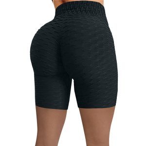 Sport-Shorts Damen High Waist - Yoga-Shorts mit Jacquard-Bubble-Struktur