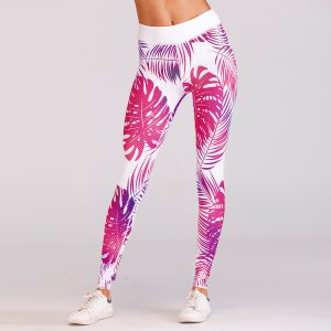 Yoga-Leggings Damen High Waist - Leggings mit tropischem Blumenprint