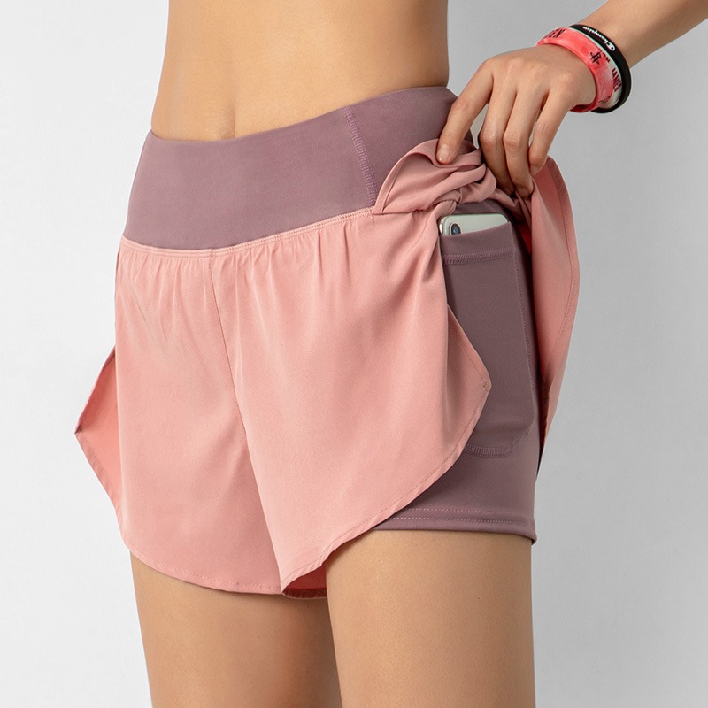 2-in-1 Sport-Shorts Damen mit Innenhose – Laufshorts aus Polyester – Bild 2