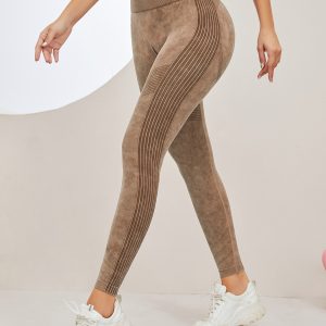 Yoga-Leggings Damen nahtlos – Washed-Look, High Waist, figurformend