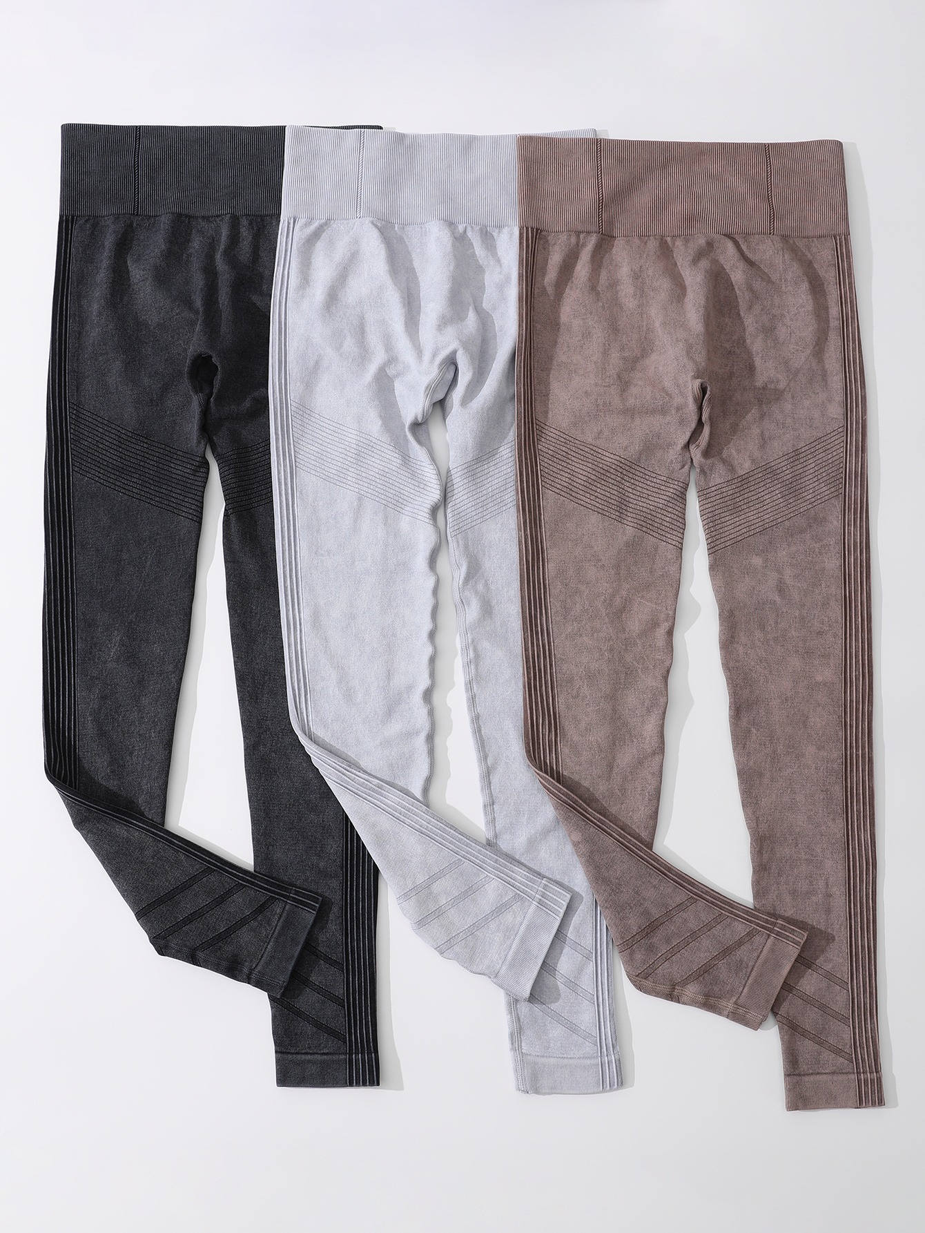 Yoga Leggings Damen 3er Pack – Seamless High Waist mit Rippstruktur – Bild 2