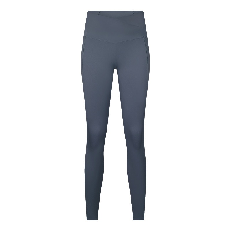 Yoga-Leggings Damen mit Crossover-Bund – High-Waist Leggings mit gekreuztem Taillenbund – Bild 4