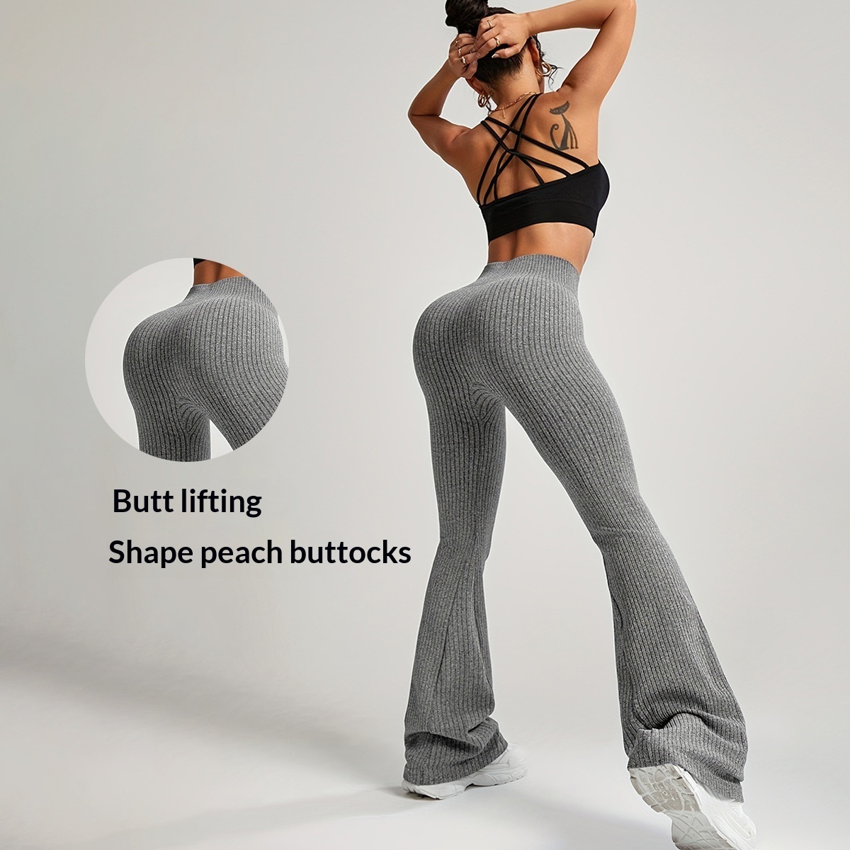 Gerippte Flare-Leggings Damen – High Waist Schlag – Bild 8