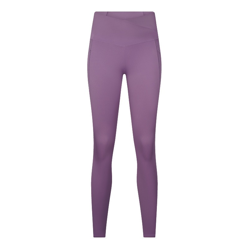 Yoga-Leggings Damen mit Crossover-Bund – High-Waist Leggings mit gekreuztem Taillenbund – Bild 3
