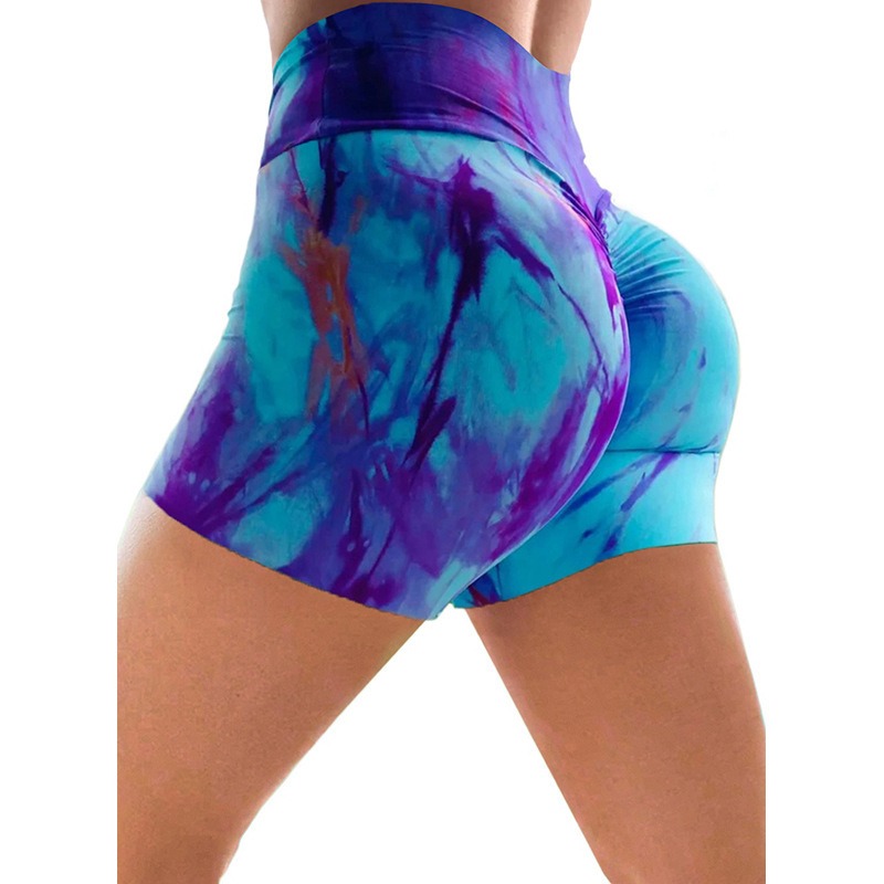 Yoga-Shorts Damen Tie-Dye – High-Waist Batik-Shorts, atmungsaktiv – Bild 2