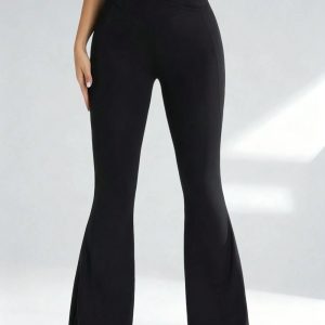 Bootcut Yoga-Leggings für Damen mit gekreuztem Bund – High Waist