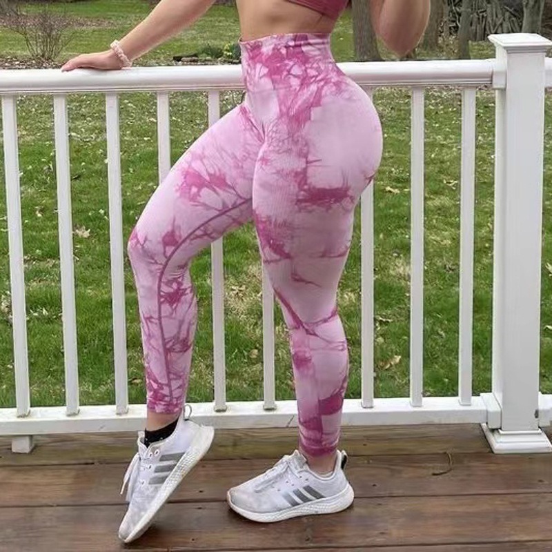 Yoga-Leggings Damen Batik – Nahtlose Tie-Dye Leggings mit Push-Up-Effekt – Bild 8