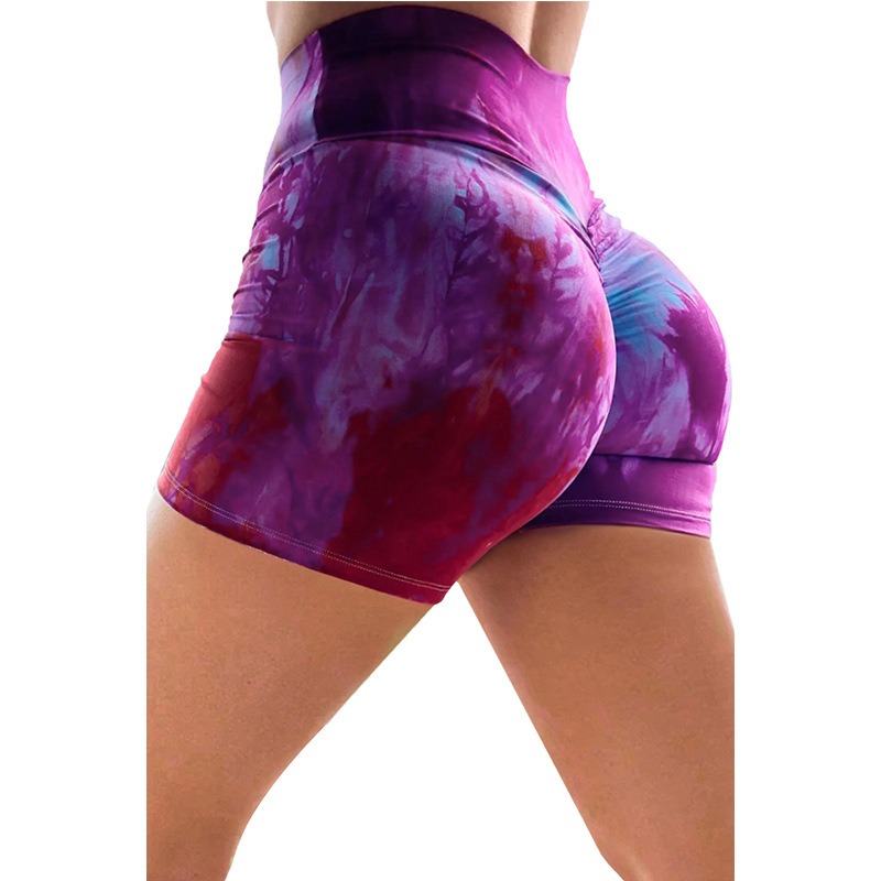 Yoga-Shorts Damen Tie-Dye – High-Waist Batik-Shorts, atmungsaktiv – Bild 4