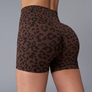 Yoga-Shorts mit Leopardenmuster für Damen