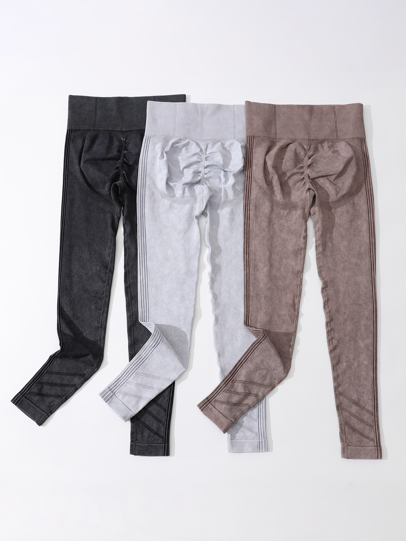 Yoga Leggings Damen 3er Pack – Seamless High Waist mit Rippstruktur – Bild 3