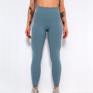 Yoga-Leggings für Damen – gerippt, High Waist, figurformend