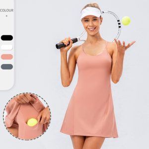 Tennis-Yoga-Kleid Damen 2-teilig – Sportkleid mit Shorts