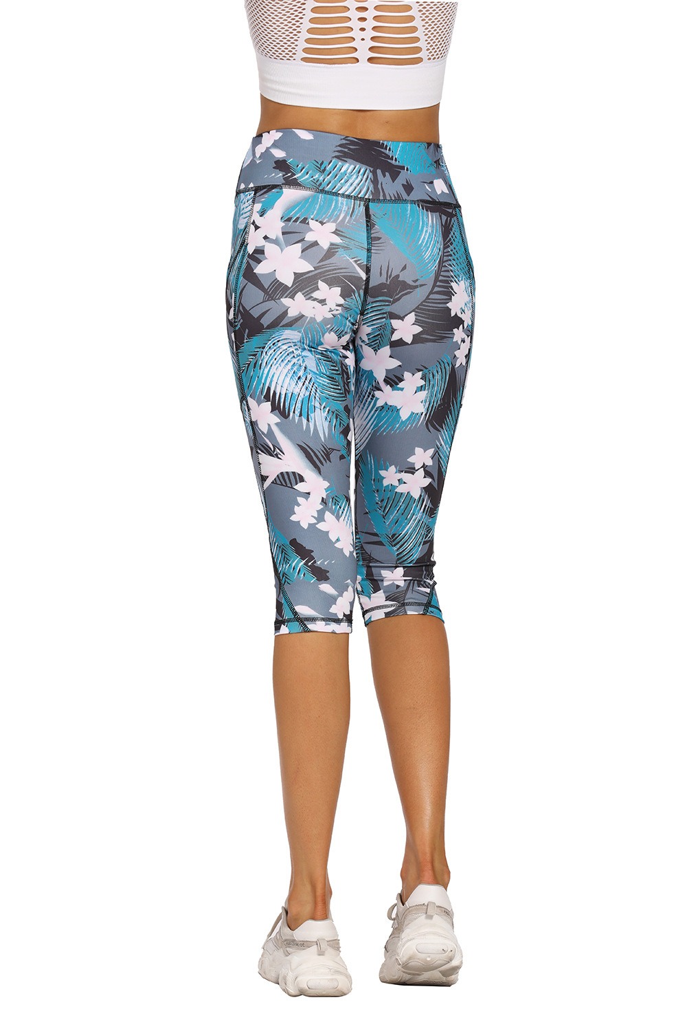 Yoga-Leggings Damen mit Blumen-Print – High-Waist Leggings mit Taschen – Bild 9