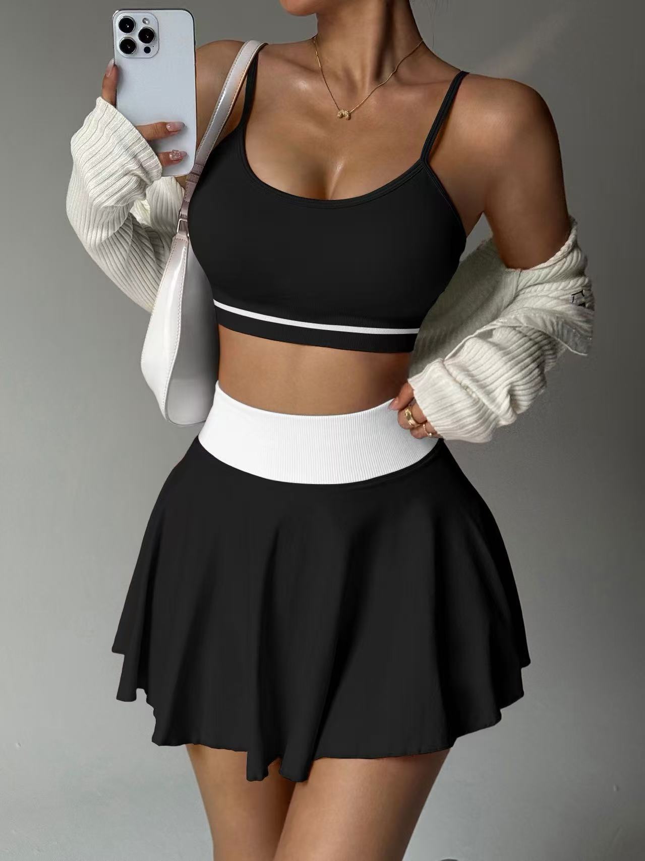 Tennis-Set Damen 2-teilig – Sport-BH & Faltenrock mit Innenhose – Bild 10