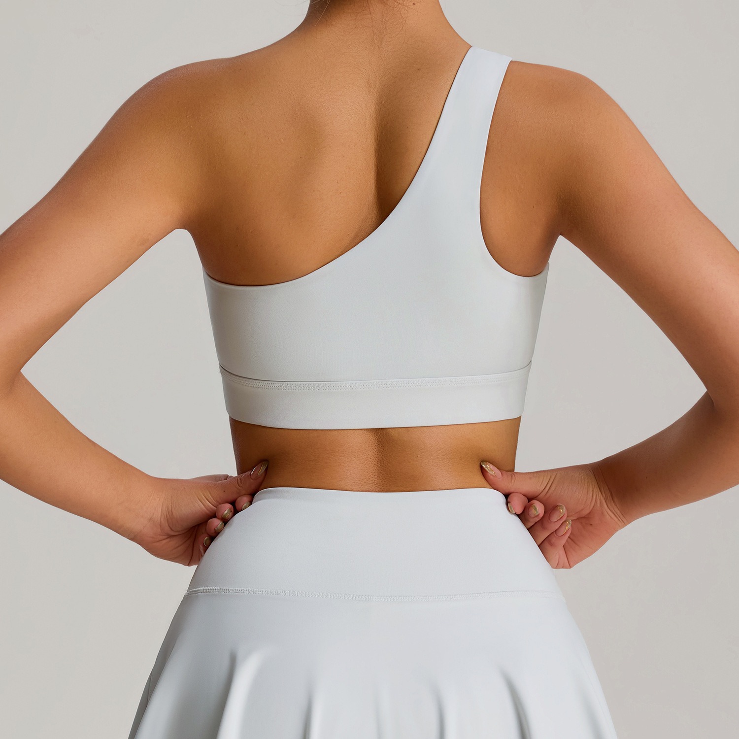 Sport-BH Damen One-Shoulder – Yoga-BH mit schrägem Träger, elastisch & atmungsaktiv – Bild 2