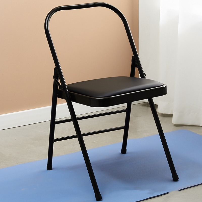 Yoga-Stuhl – klappbarer Yoga-Hilfs-Stuhl aus Metall, PU-Sitzfläche