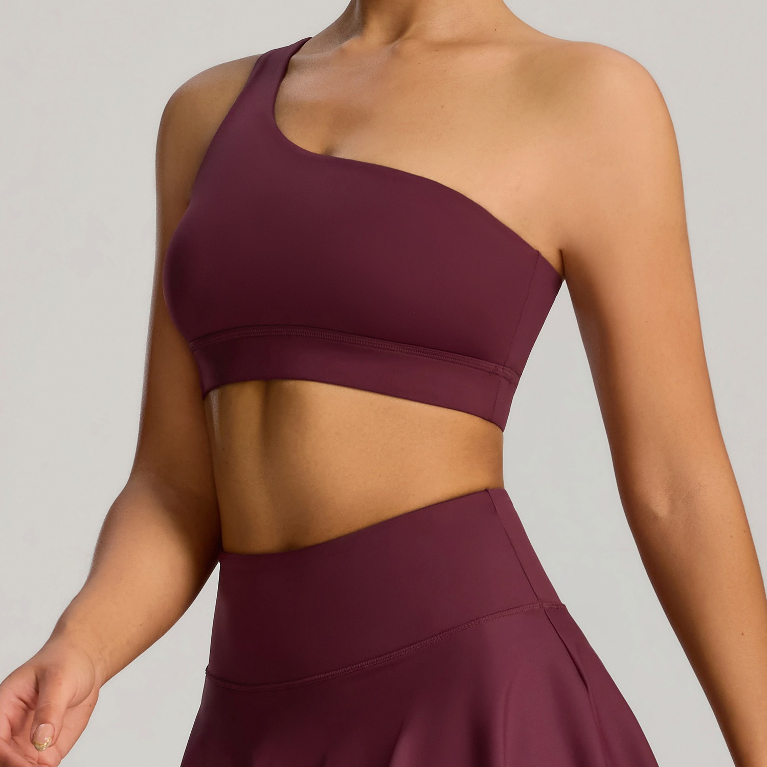 Sport-BH Damen One-Shoulder – Yoga-BH mit schrägem Träger, elastisch & atmungsaktiv