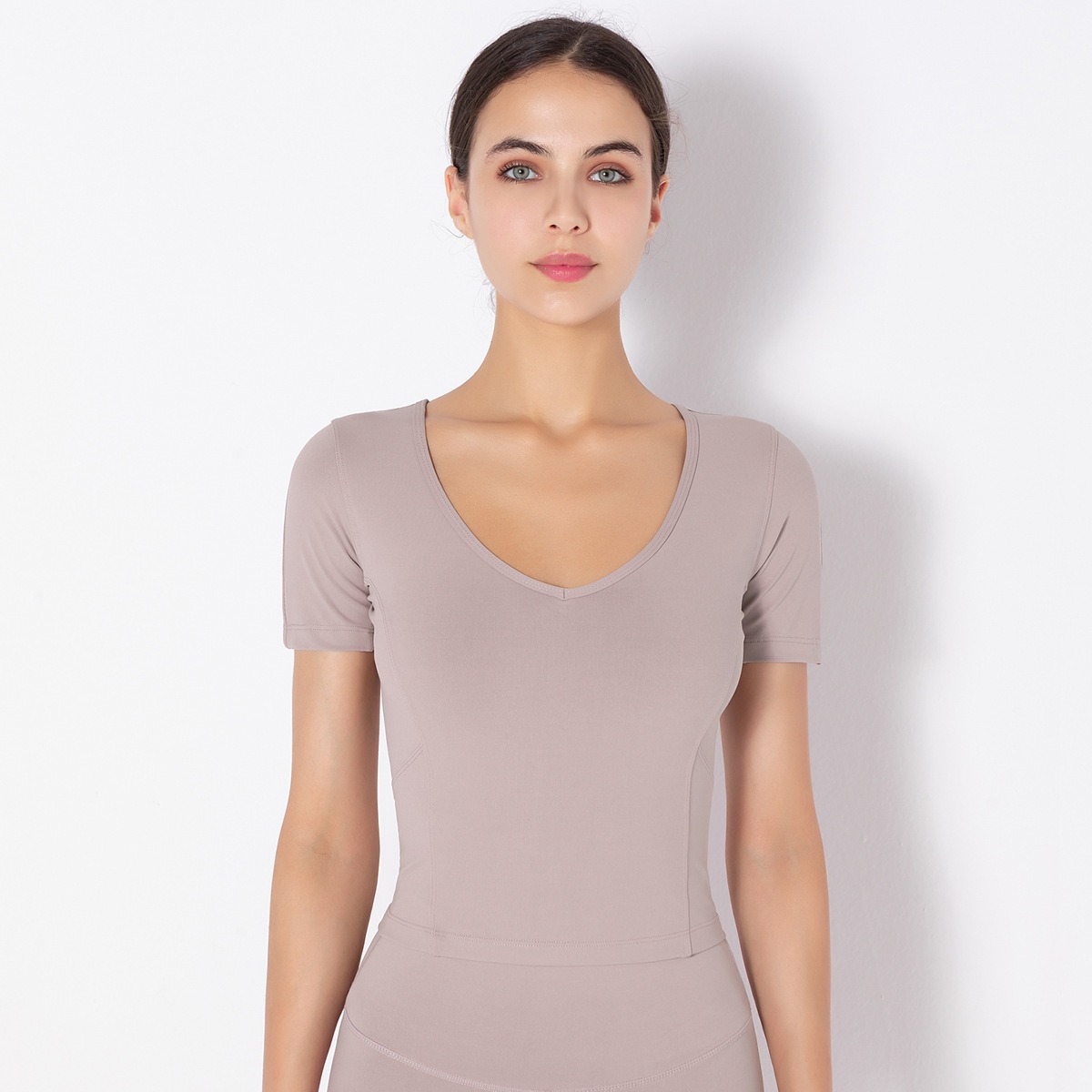 Yoga T-Shirt Damen Kurzarm – Nahtloses Sport-Top, elastisch – Bild 3