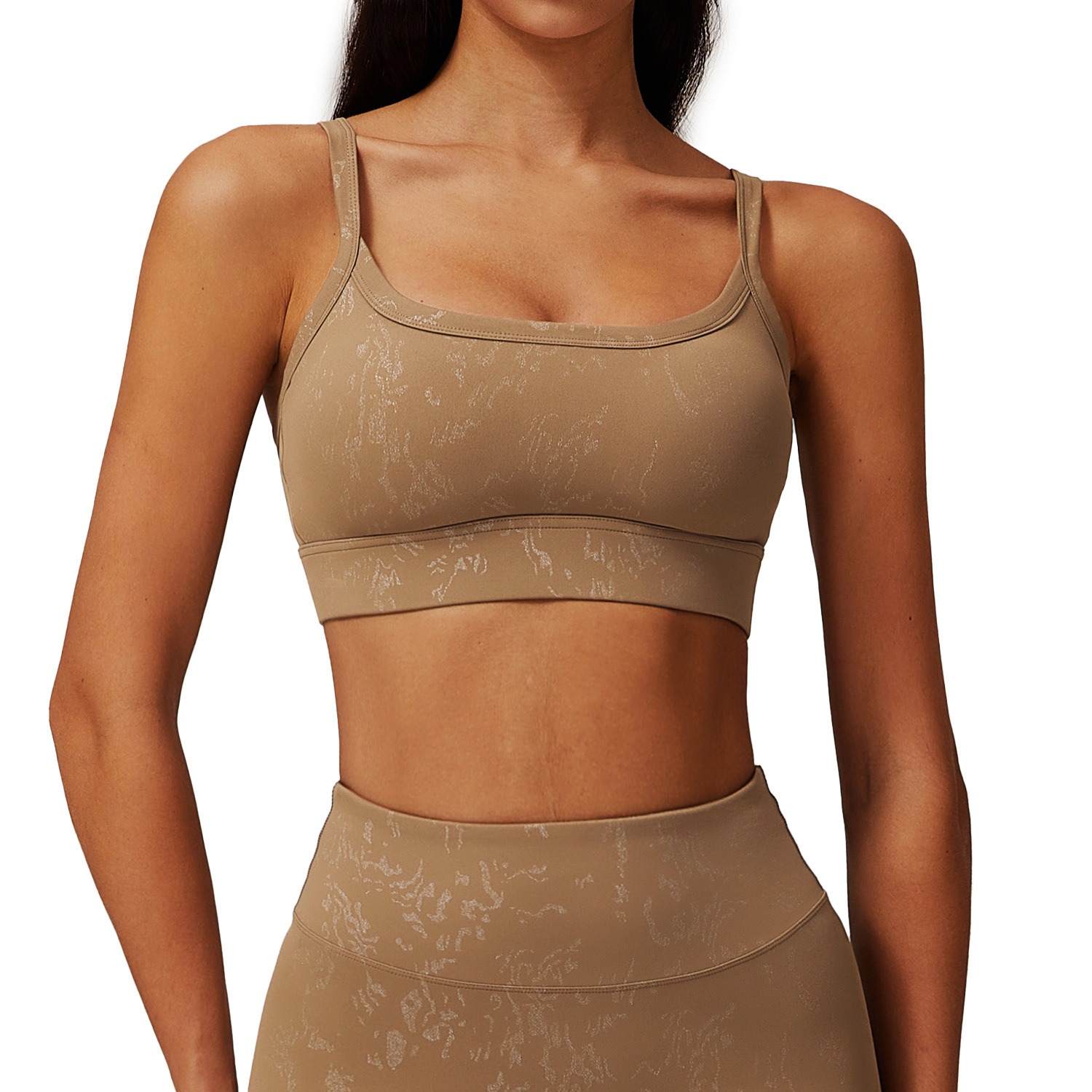 Sport-BH Damen - Yoga-BH mit Bronzing-Wolkenmuster und Rücken-Ausschnitt – Bild 3