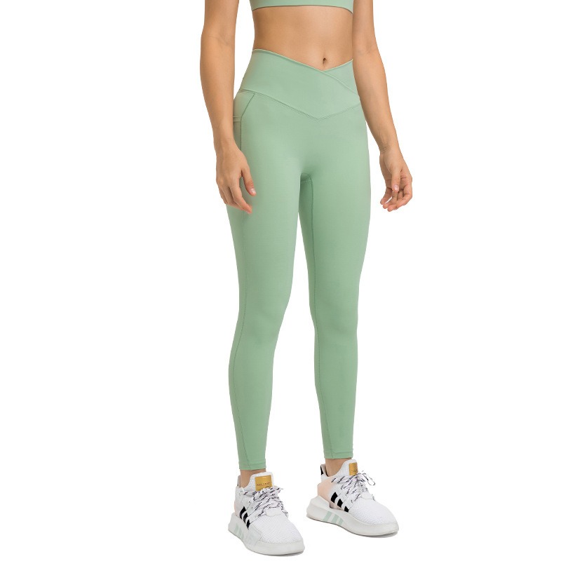 Yoga-Leggings Damen mit Crossover-Bund – High-Waist Leggings mit gekreuztem Taillenbund – Bild 7