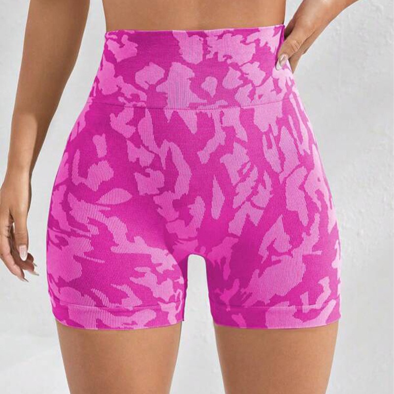 Yoga-Shorts Damen - enge Shorts im grauen Tarnmuster (Tie-dye/Camo) – Bild 10
