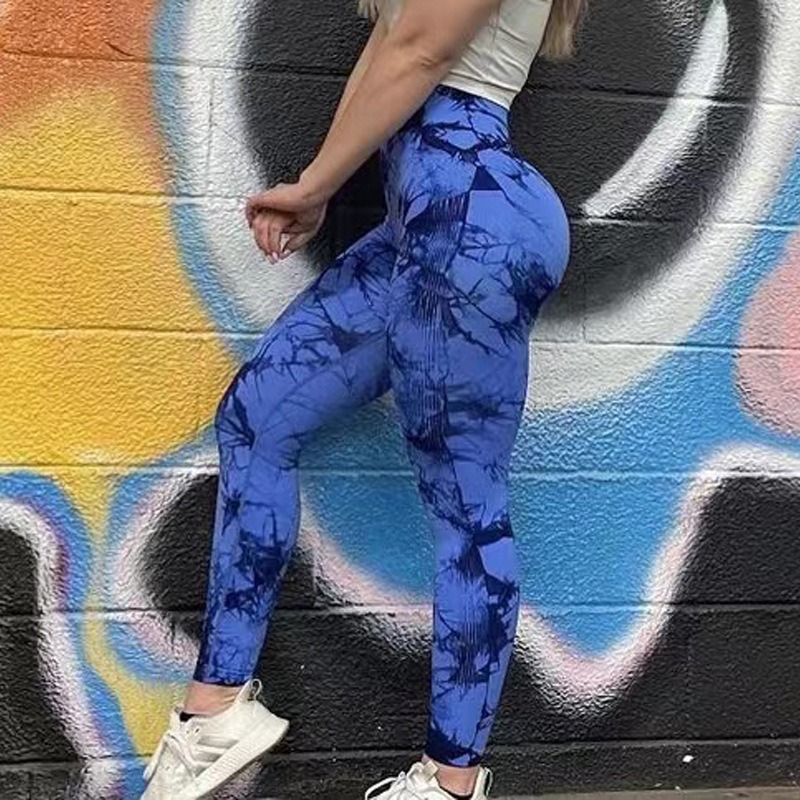 Yoga-Leggings Damen Batik – Nahtlose Tie-Dye Leggings mit Push-Up-Effekt – Bild 4