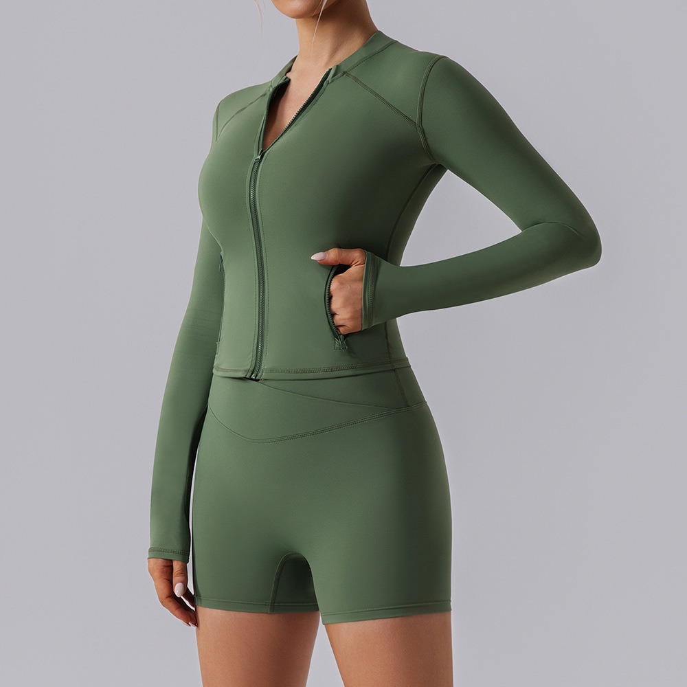 Sport-Cardigan Damen mit Reißverschluss - langärmlige Jacke für Yoga, Laufen und Fitness – Bild 8