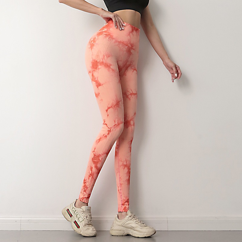 Yoga-Leggings Damen Batik – Nahtlose Tie-Dye Leggings mit Push-Up-Effekt – Bild 2