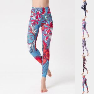 Yoga-Leggings Damen mit Blumenmuster – High Waist, Po-liftende Passform