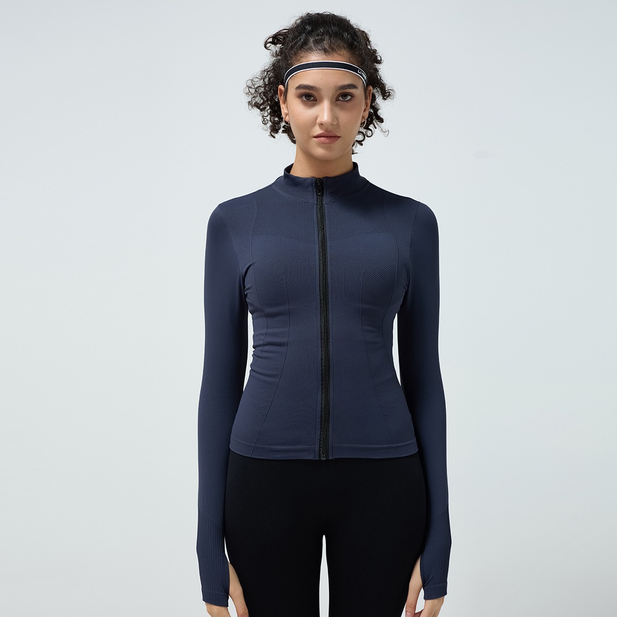 Yoga-Jacke Damen mit Daumenloch – Langarmjacke mit Reißverschluss – Bild 2