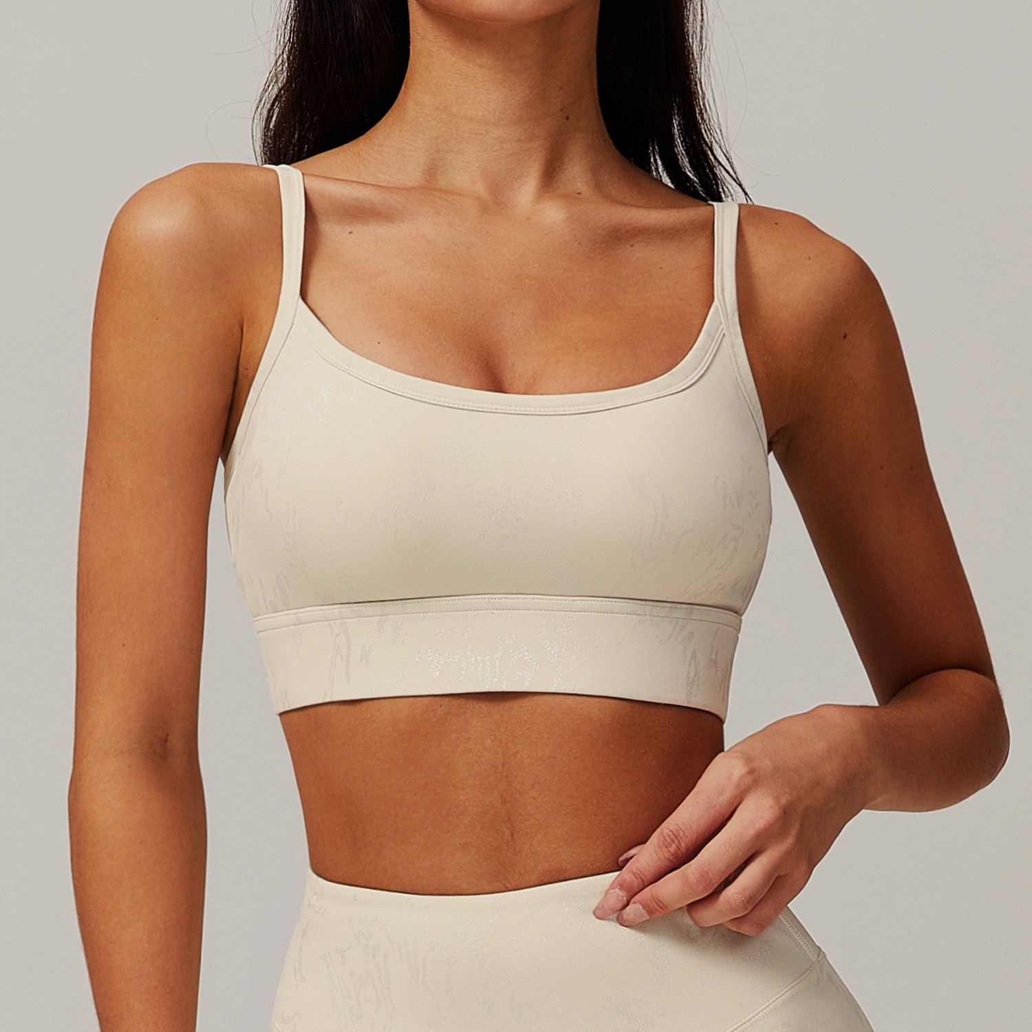 Sport-BH Damen - Yoga-BH mit Bronzing-Wolkenmuster und Rücken-Ausschnitt – Bild 5