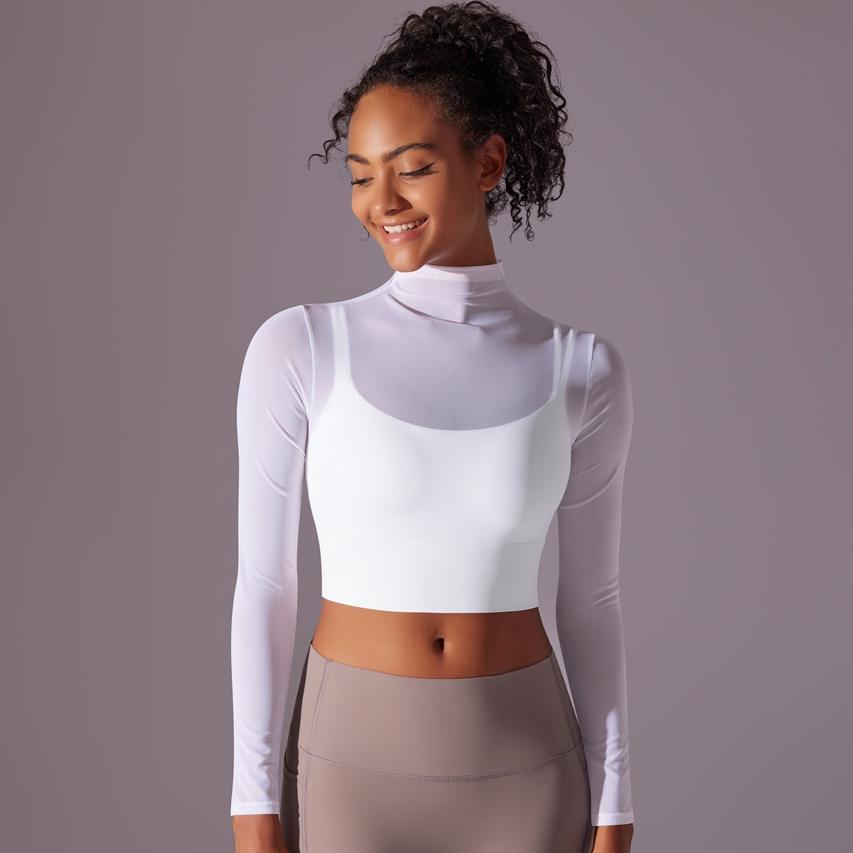 Sport-Top Damen langarm mit Mesh - schnell trocknendes Longsleeve – Bild 2