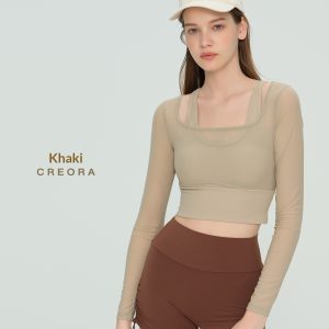 Sport Top Damen mit integriertem BH – Langarm Yoga Top