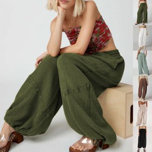 Wide-Leg-Hose Damen mit Kordelzug – lockere Sommerhose
